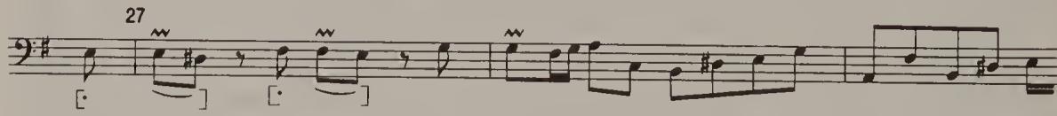 Ex. 14.32. Partita No. 6, BWV 830, Toccata, bars 26–9；$^{15}$ ‘Bach’s Trills’, pp. 17–18.