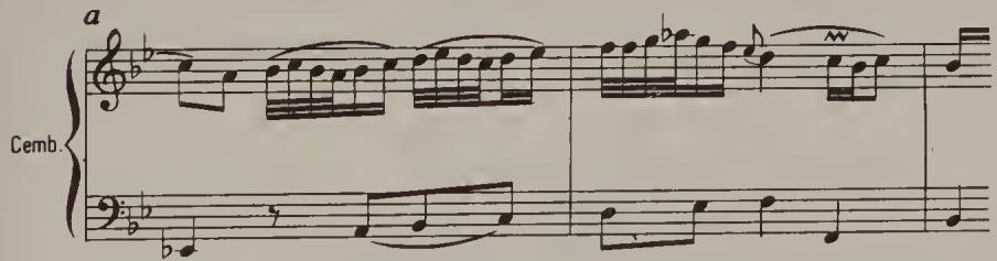 Ex. 14.66. Harpsichord Concerto in D minor, BWV 1052, second movement a bars 40–1: the written-out and abbreviated versions are combined