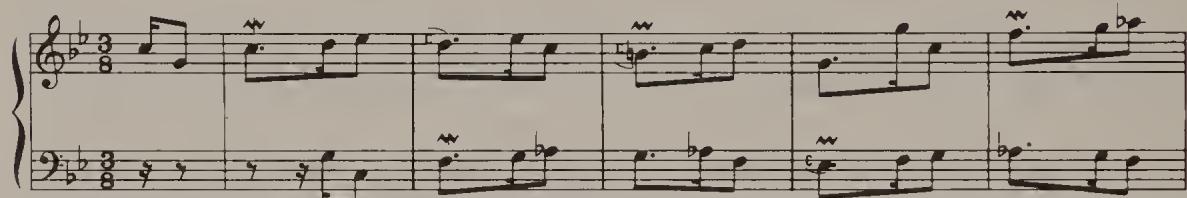 Ex. 14.93. French Suite No. 2, BWV 813, Gigue, bars 1–5, later version