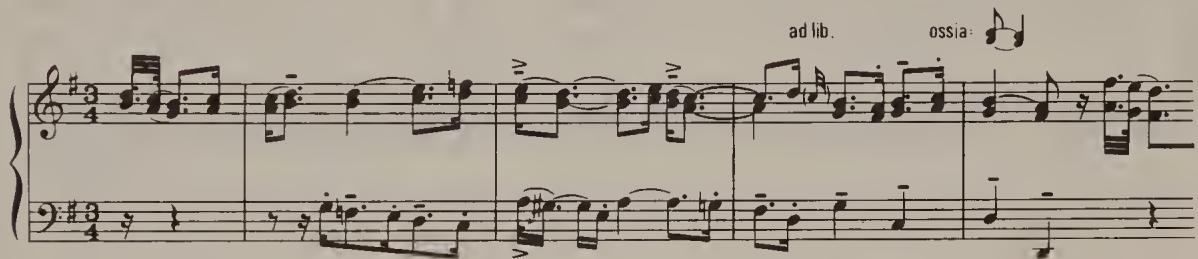 Ex. 15.29. Partita No. 5, BWV 829, Sarabande, bars 1–4: possible execution