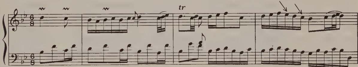 Ex. 15.41. Couperin, ‘Les Bergeries’, bars 1–3, in Bach’s transcription, BWV Anh. 182.