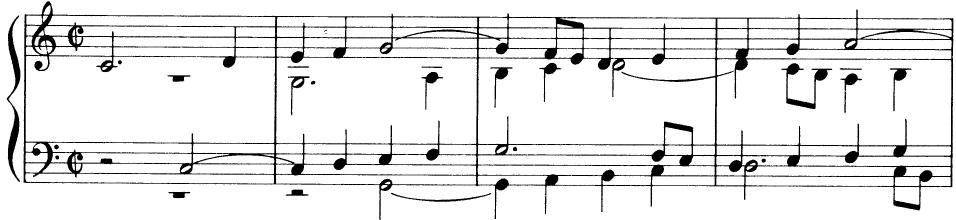 EXAMPLE 16-14；G. F. Handel: Canonic passage (Counterpoint Lessons for Princess Anne)