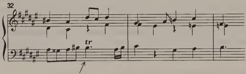 Ex. 16.28. WTC II, Fugue in F sharp major, bars 32–4