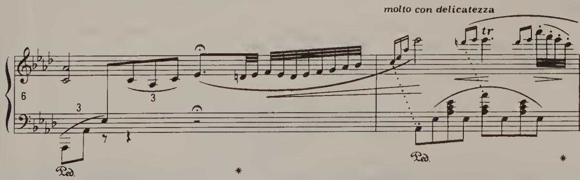 Ex. 16.35. Chopin, Piano Concerto No. 2, Op. 21, second movement, bars 6–7；$^{12}$ Essay, p. 109.