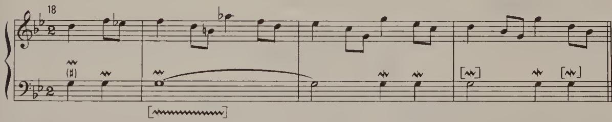Ex. 17.4. English Suite No. 3, BWV 808, Gavotte, bars 18–21, after Neumann, Ornamentation, p. 443