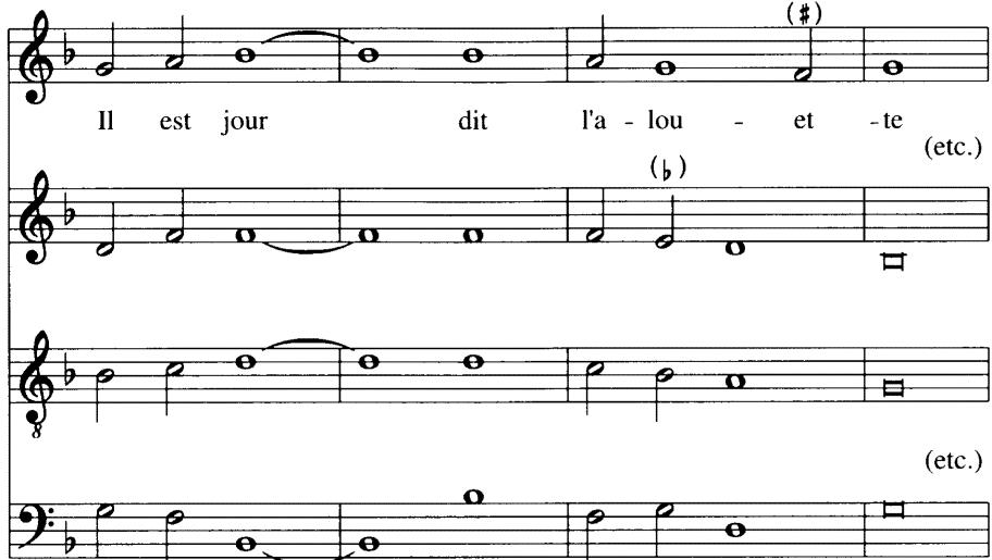 Example 17-1 (Sermisy) (&ldquo;It is day, says the lark . . .&rdquo;)