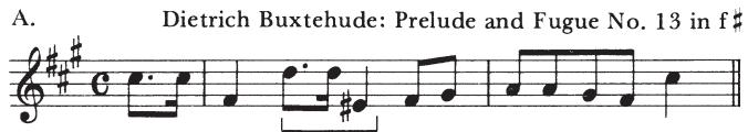 EXAMPLE 17-1 Fugue subjects which employ leap of dim7th