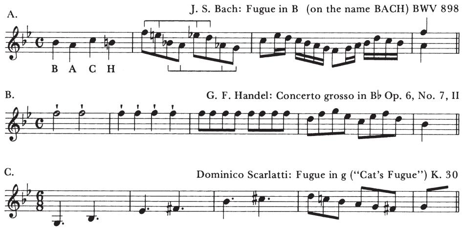 EXAMPLE 17-3 Unusual fugue subjects