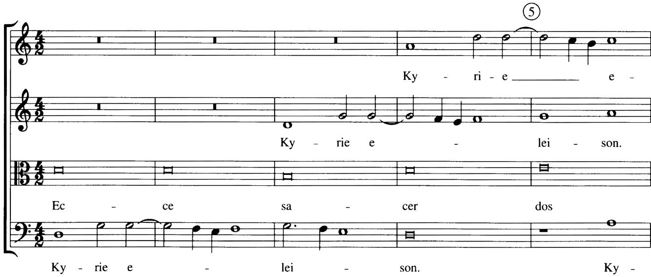 Example 18-4 (Palestrina) (“Lord have mercy; Christ have mercy; Lord have mercy.”)