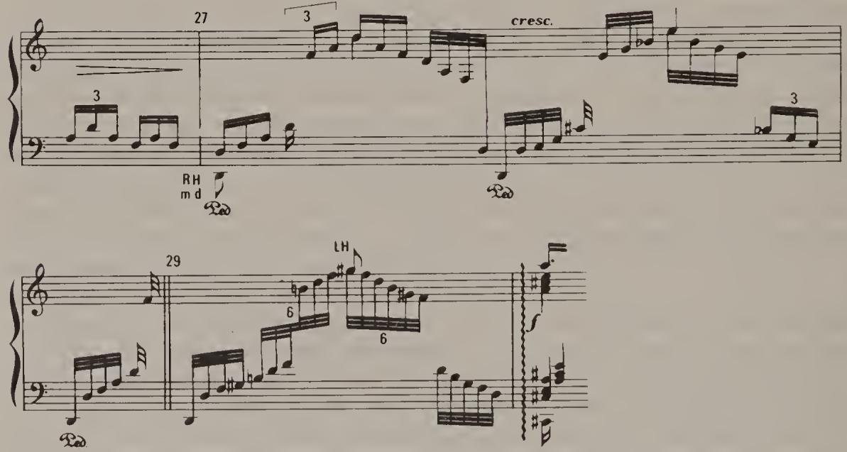 Ex. 18.7. Chromatic Fantasia, bars 26–7, 28–30: suggested execution；Thus, to do as J. S. Bach would have done, I tend to favour the execution shown in Ex. 18.9.