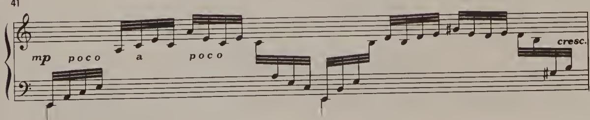 Ex. 18.14. Chromatic Fantasia, bars 41–5: possible execution