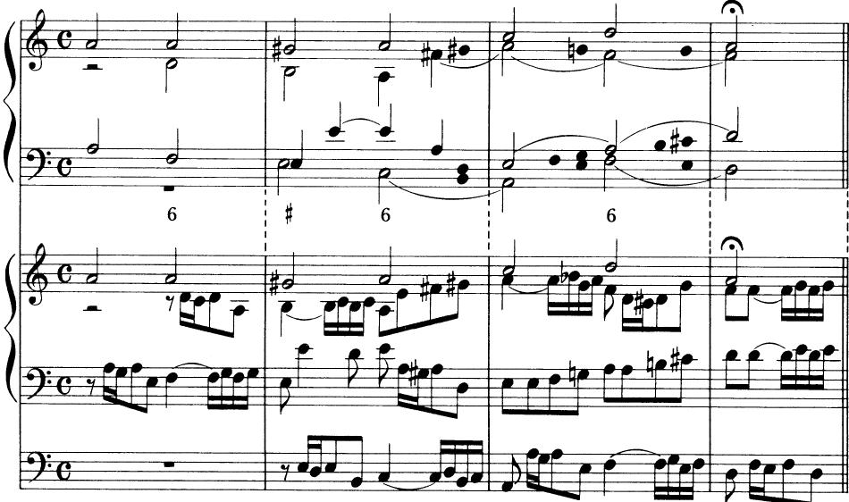 EXAMPLE 18-4；J. S. Bach: Christ ist erstanden (Orgelbüchlein), vers 2