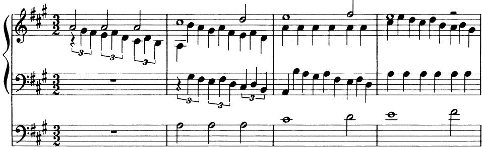 EXAMPLE 18-15；J. S. Bach: In dulci jubilo (Orgelbüchlein)
