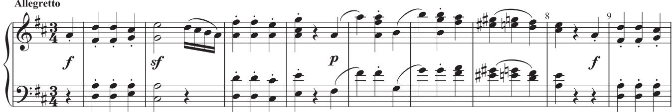EXAMPLE 18.2 Haydn, Symphony No. 101 in D (“Th e Clock”), iii, 1–28