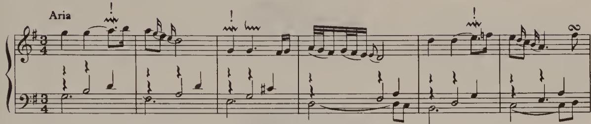 Ex. 19.5. Goldberg Variations, Aria, bars 1–6, as in NBA