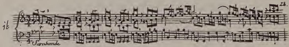 Ex. 19.9. Partita No. 3, BWV 827, Sarabande, bars 1–8, first edition