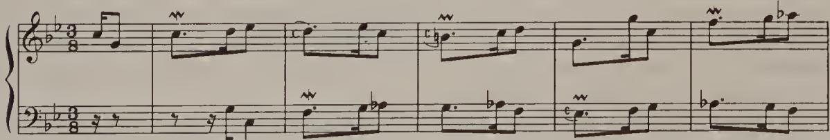 Ex. 19.25. French Suite No. 2, BWV 813, Gigue, bars 1–5, later version