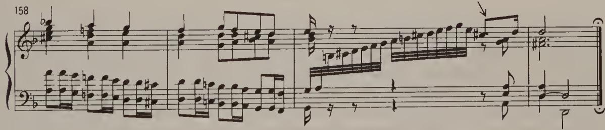 Ex. 19.33. Chromatic Fugue, bars 158–61