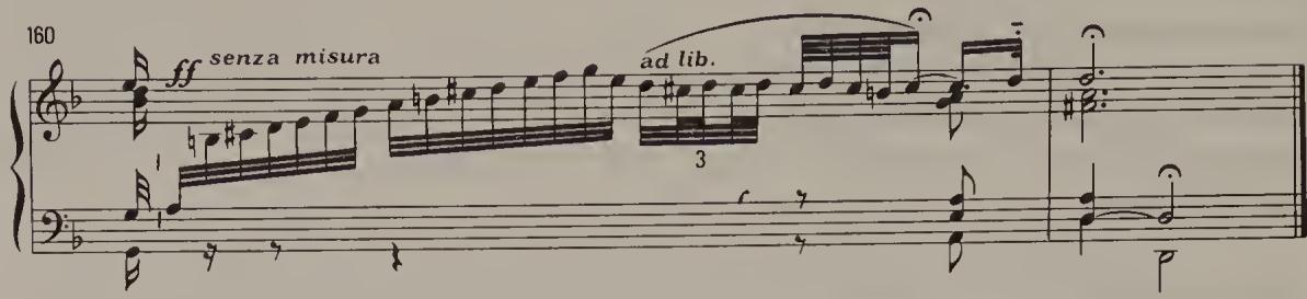 Ex. 19.34. Chromatic Fugue, bars 160–1, probable intended execution