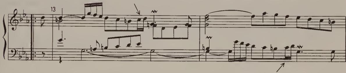 Ex. 19.42. Partita No. 2, BWV 826, Courante, bars 12–14
