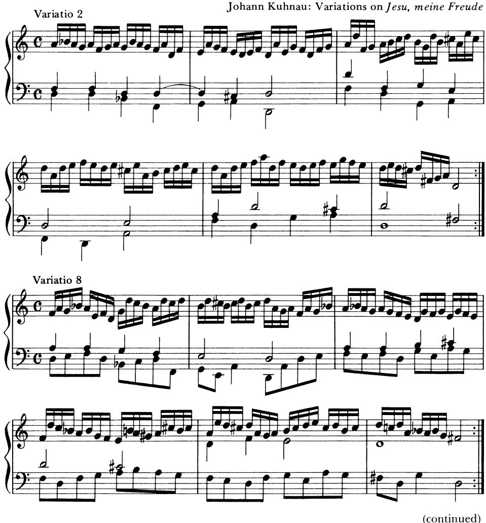 EXAMPLE 19-8；Johann Kuhnau: Variations on Jesu, meine Freude