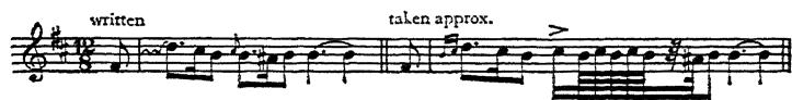 Ex. 99a. J. S. Bach, appoggiatura sign indicating trill: