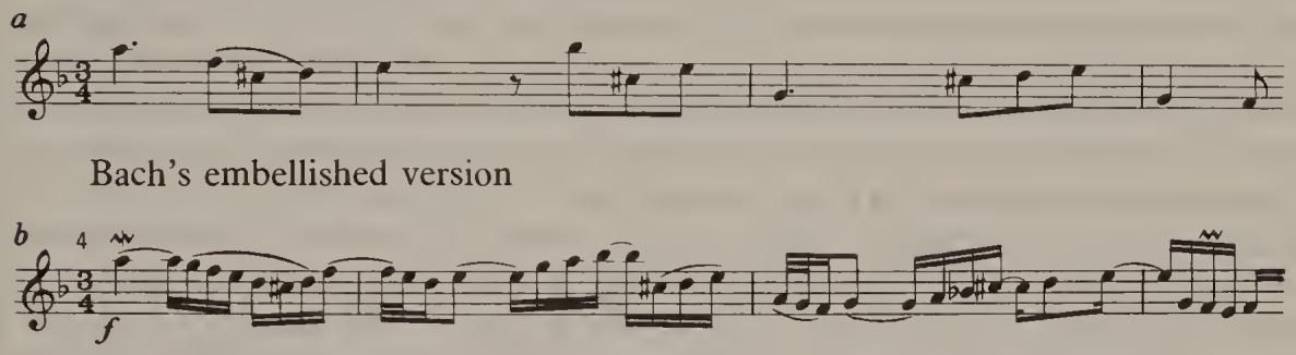 Ex. 20.1. Italian Concerto, second movement, bars 4–7；Possible notation of unembellished melody