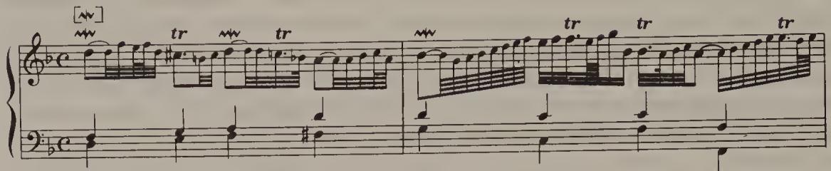 Ex. 20.3. Handel, Harpsichord Variations in D minor, bars 1–4, after Hallische Händel-Ausgabe, vol. IV/1/1