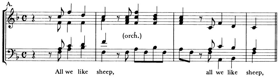 EXAMPLE 21-2 Thematic textpainting in Handel&rsquo;s &ldquo;All we like sheep&rdquo; (Messiah)