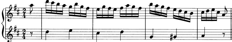 EXAMPLE 22-7；Haydn: Piano Sonata in D H. XVI No. 19, III