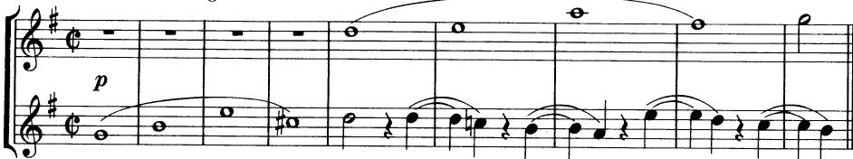 A. Theme 1 Fugato；Mozart: String Quartet in G K. 387, IV；(continued)