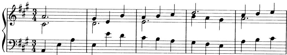 EXAMPLE 23-10；Haydn: Minuetto al Rovescio (Piano Sonata in A Hob. XVI 26)