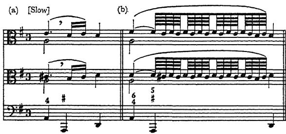 At Ex. 174 (a) below we have a clearer instance of the same kind, in which the figuring is correct and in no way misleading; it is realised as it is figured, but this figuring takes into account the harmonic effect of an ornament in the solo part. No sign for this ornament appears; but that is not surprising, since the context is one in which, as both soloist and accompanist would have been well aware at the time, a