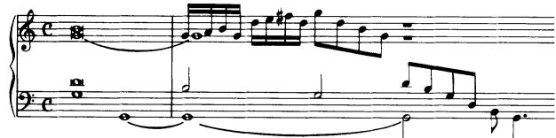 Ex.5 Trabaci, Toccata seconda ottavo tono, from Ricercate, canzone franzese, capricci . . . libro primo (Naples, 1603), bars 1–2；Ex.6 G. Picchi, Toccata, Fitzwilliam Virginal Book, no.95, bars 1–2