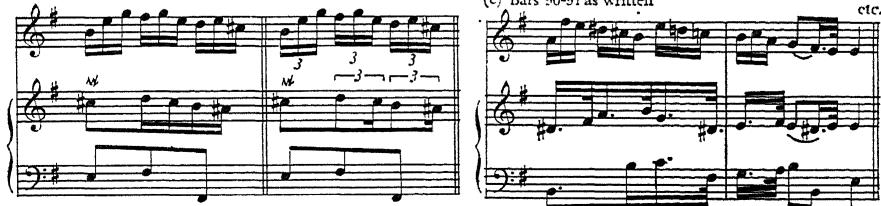 (c) Bars 90-91 as written