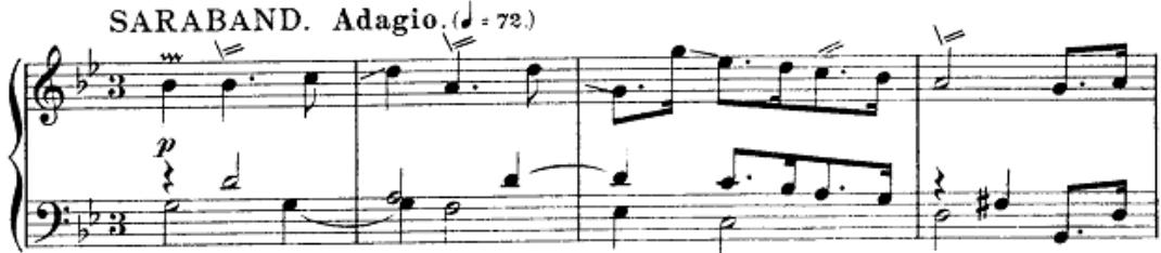 Example 4.5 Purcell: “Sarabande” from Suite in G major (Z. 661). Please note that this is a heavily edited edition of Purcell’s keyboard works and that the score employs editorial crescendo and decrescendo indications along with a metronome marking; these could not 66 have been Purcell’s own indications.