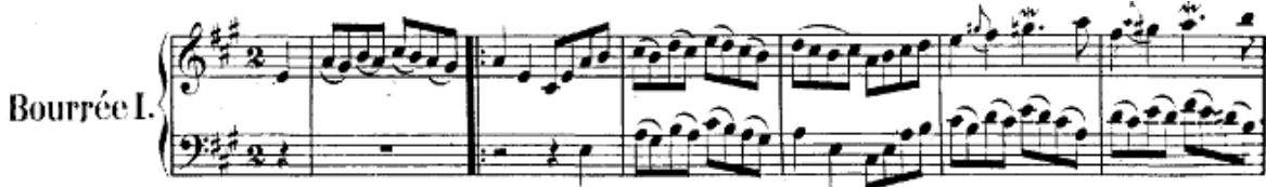 Example 4.15 Bach: “Bourrée I” from English Suite No. 1.95