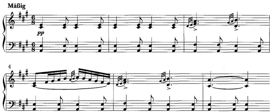 Example 1: Franz Schubert, &ldquo;Alinde,&rdquo; introduction (mm. 1–6)