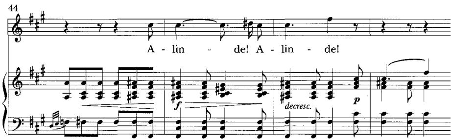 b. Strophe 2, mm. 44–7