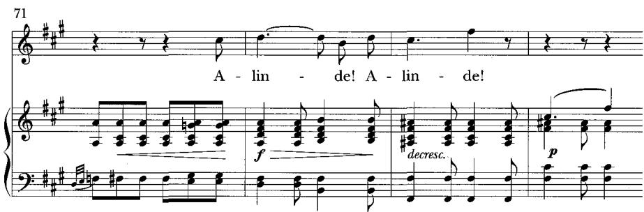 c. Strophe 3, mm. 71–4
