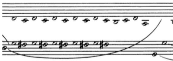 Figure 7: Louis Couperin: Prélude non mesuré: D minor: Example of a tremblement (4R1-14) (Source: Tilney, 2009. Volume 2 Modern Transcriptions, p.2)