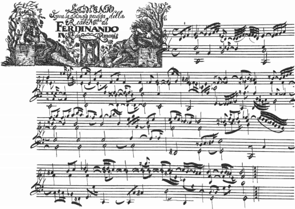 Example 7.1 A page from the manuscript presented by Froberger to Ferdinand III (1608- 1657) (Froberger’s patron). Notice the level of detail and care that went into preparing the manuscript.173