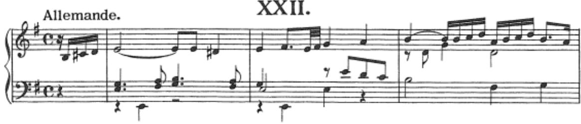 Example 7.3 Froberger: “Allemande” and “Courante” from Suite No. 22 in E minor .179