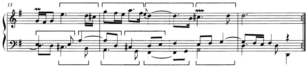 Example 2.3 Sarabande from French Suite in G major, BWV 816/3, mm. 13–16