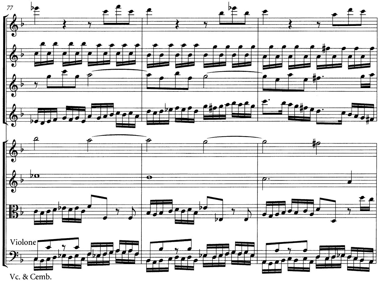 Example 3.8 BWV 1047/1, mm. 75–83