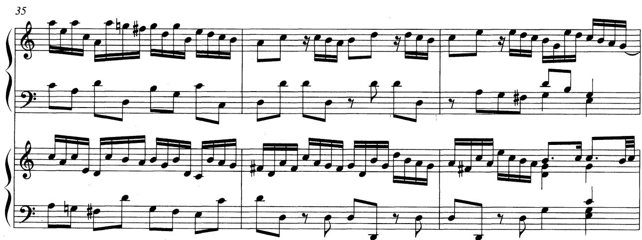 Example 3.12 BWV 1061/1, mm. 28–43