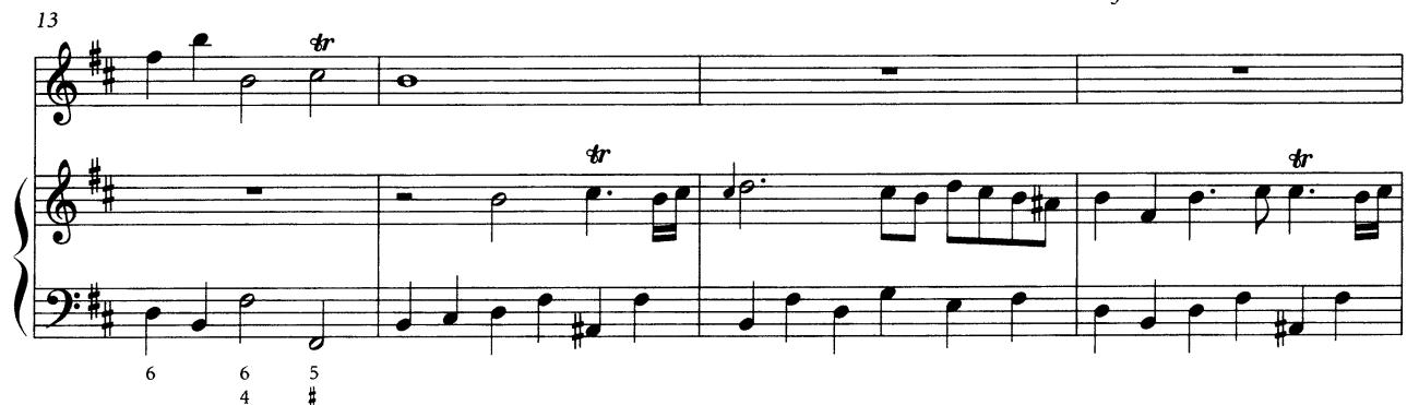 Example 4.2 Telemann, Six Concerts et Six Suites, Concerto No. 5, mvt. 2, mm. 1–25