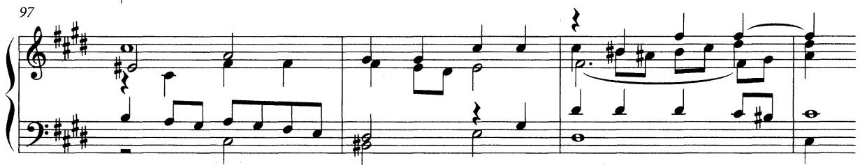 Example 5.1 C# minor Fugue, WTC I/4. (a) mm. 1–15; (b) mm. 51–54; (c) mm. 94–100.