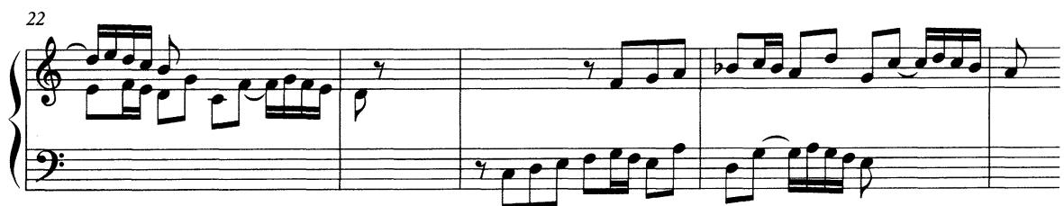 Example 5.6 Skeletal inventions disposed in C major Fugue, WTC I/1