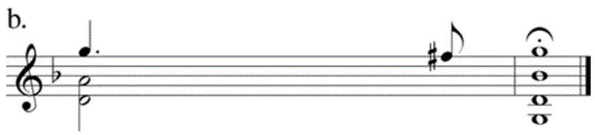 Example 2-13. Adagio from the Sonata in G Minor: (a) mm. 21–22; (b) underlying voice leading.